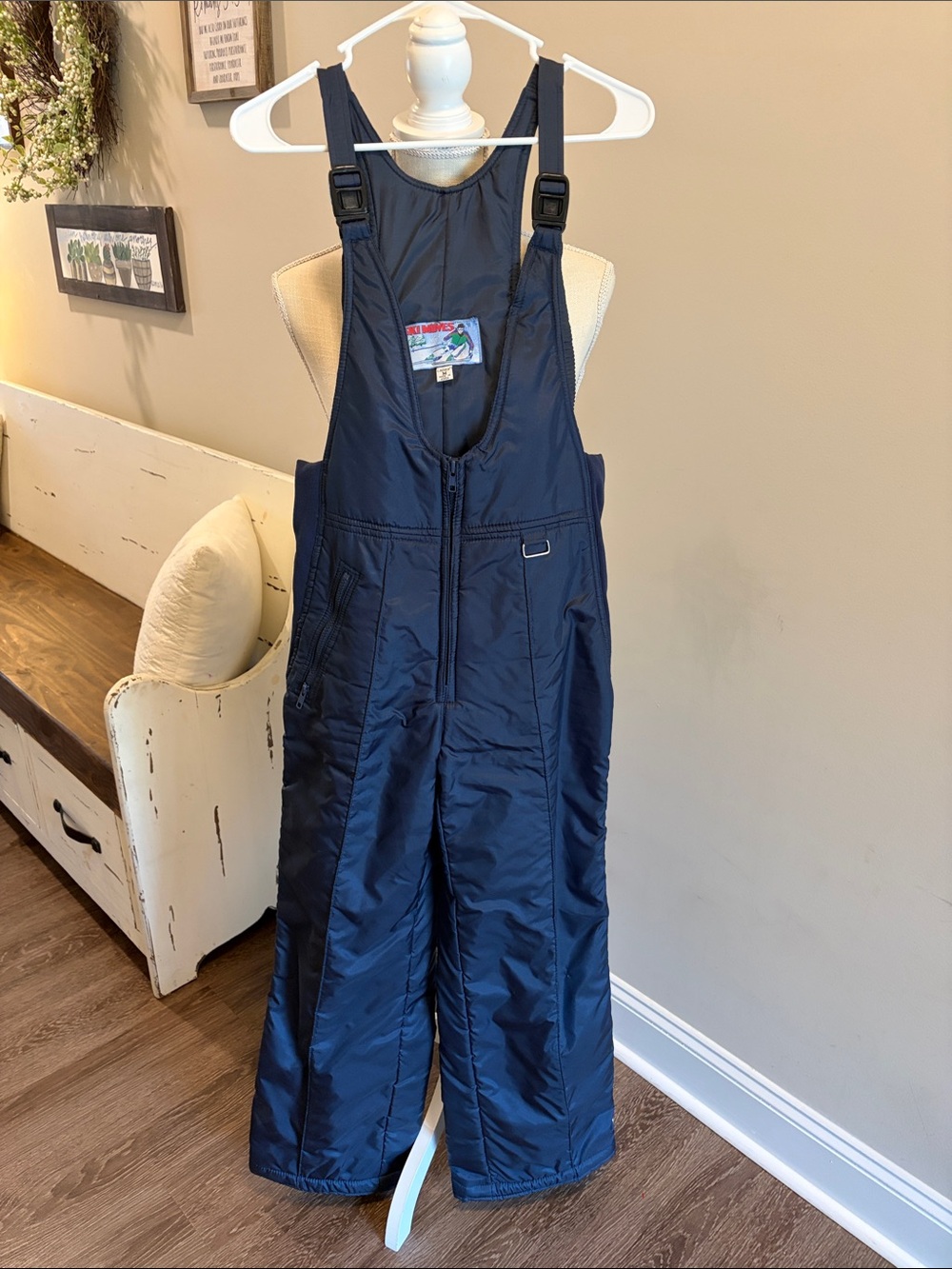 Vintage Ski Moves Women's Insulated Snow Bib Overalls with Adjustable Straps